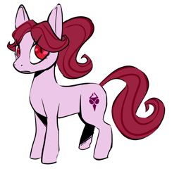 Size: 826x847 | Tagged: safe, artist:shmoogel, earth pony, pony, colored, colored pupils, frown, invader tenn, irken, irken empire, no source available, ponified, red eyes, red hair, simple background, solo, white background