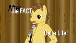 Size: 1024x576 | Tagged: safe, artist:mlp-silver-quill, grand pear, after the fact, g4, microphone, solo, title card, william shatner, youtube link