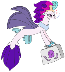 Size: 2073x2328 | Tagged: safe, artist:supahdonarudo, queen novo, seapony (g4), series:novoember, g4, my little pony: the movie, bag, bubble, high res, holding, shopping, simple background, tired, transparent background