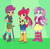 Size: 1731x1700 | Tagged: safe, artist:tmntsam, apple bloom, scootaloo, sweetie belle, human, equestria girls, g4, boots, clothes, cripple, cutie mark crusaders, denim, diverse body types, equestria girls toon, female, height difference, hoodie, jeans, pants, shoes, shorts, skirt, the cmc's cutie marks, trio, trio female