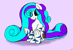 Size: 2304x1591 | Tagged: safe, artist:monycaalot, oc, oc:cookie crumbler, pegasus, pony, chest fluff, colored sketch, female, hooves, long hair, patreon, patreon reward, pegasus oc, scrunchy face, sitting on person