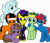 Size: 5120x4400 | Tagged: safe, artist:mrstheartist, oc, oc only, oc:didgeree, oc:heart angel, oc:lekonar, oc:ponyseb, oc:princess kincade, oc:train track, pony, unicorn, g4, twilight's kingdom, blue coat, group photo, horn, let the rainbow remind you, male, male oc, pony oc, simple background, stallion, stallion oc, transparent background, unicorn oc