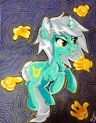 Size: 2673x3407 | Tagged: safe, artist:annuthecatgirl, lyra heartstrings, pony, unicorn, g4, high res, solo, traditional art