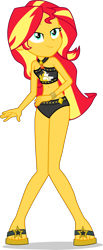 Size: 1882x4573 | Tagged: safe, artist:dustinwatsongkx, sunset shimmer, human, equestria girls, g4, my little pony equestria girls: better together, bare shoulders, bikini, bikini bottom, clothes, feet, female, geode of empathy, magical geodes, sandals, simple background, sleeveless, solo, sunset shimmer swimsuit, sunset shimmer's beach shorts swimsuit, swimsuit, transparent background, vector