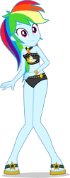 Size: 1887x4758 | Tagged: safe, artist:dustinwatsongkx, rainbow dash, human, equestria girls, g4, my little pony equestria girls: better together, accessory swap, bare shoulders, bikini, bikini bottom, clothes, clothes swap, feet, geode of empathy, magical geodes, sandals, simple background, sleeveless, solo, sunset shimmer swimsuit, sunset shimmer's beach shorts swimsuit, swimsuit, swimsuit swap, transparent background, vector