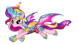 Size: 869x509 | Tagged: safe, artist:thurder2020, gameloft, princess cadance, alicorn, pony, g4, my little pony: magic princess, armor, female, glowing, glowing horn, horn, mare, simple background, solo, white background