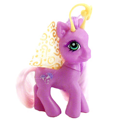 Size: 600x600 | Tagged: safe, purple petunia, breezie, g3, blue eyes, irl, photo, pink mane, pink tail, purple coat, simple background, tail, toy, white background