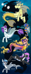 Size: 1300x3082 | Tagged: safe, artist:inuhoshi-to-darkpen, adagio dazzle, oc, leviathan, merpony, orca, orca pony, original species, seapony (g4), shark, shark pony, siren, g4, blank eyes, blue background, blushing, bubble, clothes, countershading, cute, digital art, dorsal fin, everfree northwest, fin wings, fins, fish tail, flowing mane, flowing tail, gem, glowing, high res, looking at you, ocean, open mouth, purple mane, see-through, signature, simple background, smiling, smiling at you, swimming, tail, underwater, water, wings