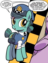 Size: 750x987 | Tagged: safe, artist:kate sherron, idw, leigh stride, twilight sparkle, alicorn, earth pony, pony, g4, spoiler:comic, spoiler:comic83, dialogue, female, mare, police officer, police pony, police uniform, solo focus, speech bubble, twilight sparkle (alicorn)