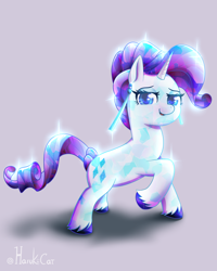 Size: 2392x2992 | Tagged: safe, artist:harukiicat, rarity, crystal pony, pony, unicorn, the crystal empire 10th anniversary, g4, crystal rarity, crystallized, female, high res, looking at you, mare, open mouth, signature, simple background, solo