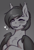 Size: 2040x3008 | Tagged: safe, artist:nightskrill, oc, oc:nolegs, bat pony, bat pony oc, cute, eyes closed, female, grayscale, heart, high res, monochrome, short hair, smiling, solo, tongue out, wings