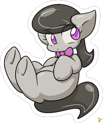 Size: 638x767 | Tagged: safe, artist:zutcha, octavia melody, earth pony, pony, g4, bowtie, colored pupils, eye clipping through hair, eyebrows, eyebrows visible through hair, female, frown, missing cutie mark, outline, signature, simple background, solo, transparent background, underhoof, white outline