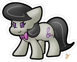 Size: 510x416 | Tagged: safe, artist:zutcha, octavia melody, earth pony, pony, g4, bowtie, female, outline, paper mario, simple background, smiling, solo, style emulation, super mario bros., transparent background, white outline