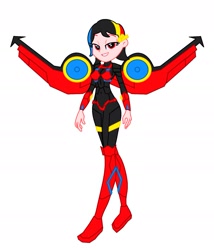 Size: 1529x1785 | Tagged: safe, artist:robertsonskywa1, human, equestria girls, g4, armor, bedroom eyes, bikini, bracelet, clothes, flame toys, flame toys windblade, jewelry, sexy, simple background, solo, suit, swimsuit, transformers, white background, windblade, wings