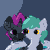 Size: 500x500 | Tagged: safe, artist:vohd, oc, oc only, oc:biru, oc:ex, lamia, original species, pony, snake, snake pony, unicorn, animated, fangs, gif, looking at each other, looking at someone, pixel art, simple background