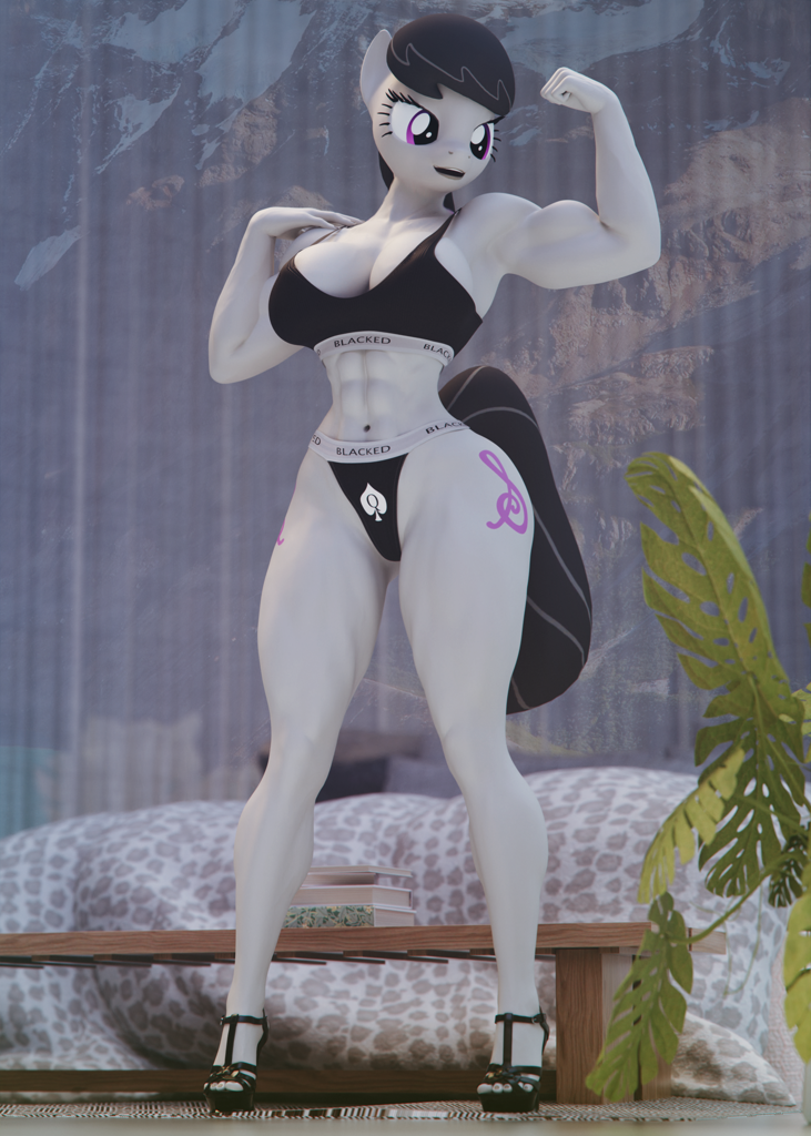 3023125 - safe, artist:axus2030, octavia melody, earth pony, anthro, g4,  3d, absurd file size, absurd gif size, alternative cutie mark placement,  animated, big ben, blender, blushing, breasts, building, bust, busty  octavia melody