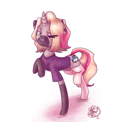 Size: 1870x1900 | Tagged: safe, artist:mannybcadavera, oc, oc only, oc:pavelyne, pony, unicorn, clothes, digital art, female, looking at you, mare, shirt, simple background, socks, solo, t-shirt, white background