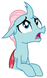 Size: 1500x2466 | Tagged: safe, alternate version, artist:sketchmcreations, edit, ocellus, changedling, changeling, g4, uprooted, concerned, cursed image, female, frown, looking up, open mouth, pony eyes, pony eyes edit, simple background, solo, transparent background, vector, worried