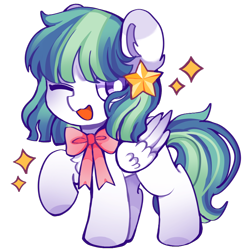 Size: 1080x1080 | Tagged: safe, oc, oc only, oc:rangle blush, pegasus, pony, 2023 community collab, derpibooru community collaboration, one eye closed, simple background, solo, stars, transparent background, wings, wink