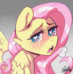 Size: 2480x2507 | Tagged: safe, artist:charlot, fluttershy, pegasus, pony, ahegao, anime, canon, heart, heart eyes, open mouth, solo, stylized, tongue out, wingding eyes