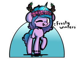 Size: 2600x2000 | Tagged: safe, artist:ronin20181, izzy moonbow, pony, unicorn, g5, my little pony: make your mark, my little pony: make your mark chapter 3, winter wishday, spoiler:g5, spoiler:winter wishday, floral head wreath, flower, high res, looking at you, one eye closed, simple background, solo, transparent background, wink