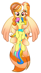 Size: 1242x2208 | Tagged: safe, artist:pinkiemina_憑酱, oc, oc only, oc:lemon, oc:sunset, monster pony, original species, pony, spiderpony, unicorn, chinese, duo, eight legs, hug, multiple legs, multiple limbs, show accurate, simple background, transparent background