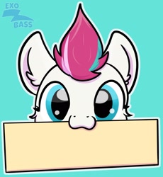 Size: 1752x1905 | Tagged: safe, artist:exobass, zipp storm, pegasus, pony, g5, my little pony: a new generation, :3, adorazipp, cute, female, looking at you, mare, nom, sign, solo