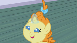 Size: 3072x1727 | Tagged: safe, screencap, pumpkin cake, pony, unicorn, baby cakes, g4, season 2, baby, baby pony, cute, female, filly, foal, high res, magic, open mouth, open smile, pumpkinbetes, smiling, solo, telekinesis