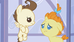 Size: 3072x1727 | Tagged: safe, screencap, pound cake, pumpkin cake, pegasus, pony, unicorn, baby cakes, g4, season 2, baby, baby pony, cake twins, colt, duo, duo male and female, female, filly, floppy ears, flying, foal, frown, high res, male, siblings, spread wings, twins, wings