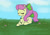 Size: 2048x1444 | Tagged: safe, posey, posey (g5), earth pony, pony, g5, my little pony: a new generation, my little pony: tell your tale, calm, cute, eyes closed, female, grass, grass field, lying down, mare, poseybetes, relaxing, ribbon, sleeping, sleepy, smiling, solo, wind