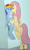 Size: 2178x3588 | Tagged: safe, alternate version, artist:fluffyorbiter, derpibooru exclusive, fluttershy, rainbow dash, pegasus, pony, against wall, anticipation, ass, bedroom eyes, butt, dock, duo, duo female, female, flutterbutt, flutterdash, flutterdom, height difference, holding a pony, lesbian, looking at each other, looking at someone, meme, muscles, plot, ponified meme, rainbuff dash, shipping, size difference, smoldash, surprised, tail, tallershy, wings