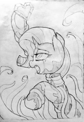 Size: 708x1024 | Tagged: safe, artist:maren, nightmare rarity, rarity, pony, unicorn, g4, 2019, crying, crystal heart, doodle, female, mare, nightmarified, old art, open mouth, solo, tentacles, traditional art, transformation