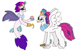 Size: 3264x2202 | Tagged: safe, artist:supahdonarudo, queen novo, classical hippogriff, hippogriff, seapony (g4), my little pony: the movie, amputee, eyepatch, holding, hook hand, male, pearl, prosthetic limb, prosthetics, queen novo's orb, rule 63, simple background, transparent background