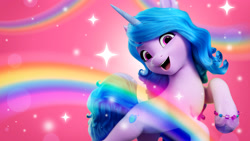 Size: 2560x1440 | Tagged: safe, izzy moonbow, g5, my little pony: make your mark, official, abstract background, rainbow