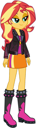 Size: 283x1000 | Tagged: safe, artist:emeraldblast63, sunset shimmer, human, equestria girls, g4, my little pony equestria girls: better together, boots, clothes, female, jacket, shirt, shoes, simple background, solo, transparent background