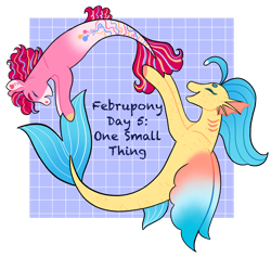 Size: 1280x1212 | Tagged: safe, artist:s0ftserve, pinkie pie, princess skystar, earth pony, pony, seapony (g4), g4, my little pony: the movie, dorsal fin, duo, eyes closed, februpony, female, fin wings, fins, fish tail, happy, mare, open mouth, open smile, seaponified, seapony pinkie pie, smiling, species swap, tail, wings