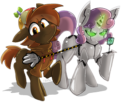 Size: 964x810 | Tagged: safe, alternate version, artist:malachimoet, button mash, sweetie belle, earth pony, pony, robot, robot pony, unicorn, friendship is witchcraft, g4, angry, blushing, clothes, cute, female, hoodie, male, protecting, ship:sweetiemash, shipping, shipping fuel, simple background, straight, sweetie bot, transparent background