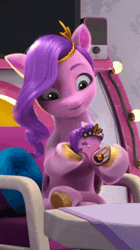 Size: 472x840 | Tagged: safe, screencap, pipp petals, pegasus, pony, g5, my little pony: make your mark, my little pony: make your mark chapter 3, winter wishday, spoiler:g5, spoiler:winter wishday, adorapipp, animated, cookie, cropped, cute, eating, female, food, gif, i watch it for the ears, mare, sitting, solo