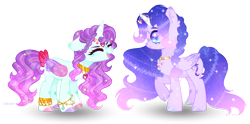 Size: 1280x637 | Tagged: safe, artist:existencecosmos188, oc, oc only, oc:existence, alicorn, pony, alicorn oc, collaboration, duo, ethereal mane, female, horn, jewelry, mare, simple background, smiling, starry mane, transparent background, wings