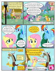 Size: 612x792 | Tagged: safe, artist:newbiespud, edit, edited screencap, screencap, applejack, discord, fluttershy, pinkie pie, rainbow dash, rarity, spike, draconequus, dragon, earth pony, pegasus, pony, unicorn, comic:friendship is dragons, g4, twilight's kingdom, comic, cucumber sandwiches, d:, dialogue, female, food, male, mare, open mouth, sandwich, screencap comic, speech bubble