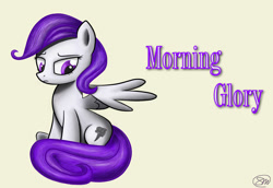 Size: 1024x706 | Tagged: safe, artist:adagiostring, oc, oc only, oc:morning glory (project horizons), pegasus, pony, fallout equestria, fallout equestria: project horizons, dashite, female, mare, sad, simple background, sitting, solo