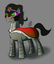 Size: 780x922 | Tagged: safe, artist:ermecg, king sombra, pony, unicorn, the crystal empire 10th anniversary, g4, evil smile, glowing, glowing eyes, grin, male, simple background, smiling, stallion