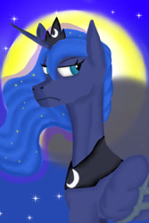 Size: 1280x1920 | Tagged: safe, artist:sh4deshad0w41, princess luna, alicorn, bat pony, pony, g4, bat wings, crown, jewelry, regalia, solo, sternocleidomastoid, wings