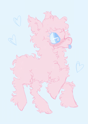 Size: 1259x1779 | Tagged: safe, artist:peaceandlove26, oc, oc only, oc:fluffle puff, earth pony, pony, blue background, simple background, solo, tongue out