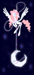 Size: 925x2048 | Tagged: safe, artist:peaceandlove26, princess celestia, alicorn, pony, g4, crying, flying, moon, pink-mane celestia, raising the moon, sky, solo, stars, struggling, young celestia