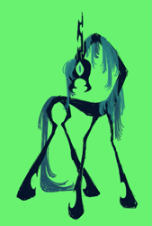 Size: 955x1414 | Tagged: safe, artist:peaceandlove26, queen chrysalis, changeling, g4, emaciated, eyestrain warning, green background, looking at you, mandibles, needs more saturation, simple background, skinny, solo, thin