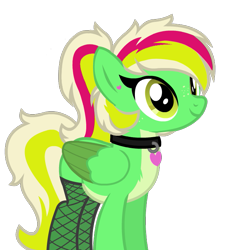 Size: 653x720 | Tagged: safe, artist:themimicartist, oc, oc only, oc:gumdrops, pegasus, pony, collar, fishnet stockings, simple background, solo, transparent background, vector