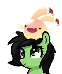 Size: 309x365 | Tagged: safe, artist:neuro, oc, oc:filly anon, earth pony, pony, bust, christmas, duo, female, filly, foal, hat, holiday, looking up, santa hat, simple background, smiling, transparent background