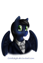 Size: 537x778 | Tagged: safe, artist:greekstyle, oc, oc only, oc:king ao, pegasus, anthro, bust, clothes, equine, looking at you, pegasus oc, simple background, smiling, smiling at you, solo, suit, transformed, transparent background, wings