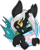 Size: 504x630 | Tagged: safe, artist:grimmbite, oc, oc only, oc:king ao, changeling, cute, face paint, heterochromia, holding sign, horn, looking at you, pride, pride flag, simple background, smiling, smiling at you, solo, transgender pride flag, transparent background, wings